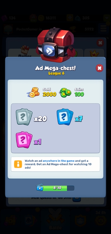 An image showing an Ad Mega-chest in Rush Royale