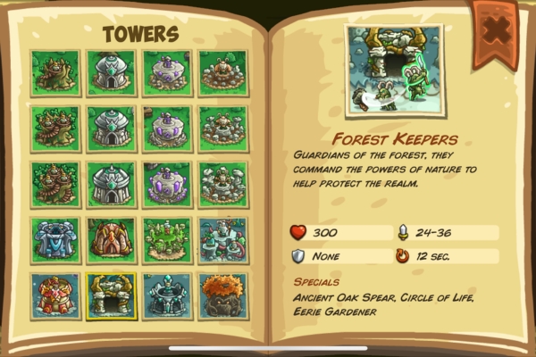 An image showing the Forest Keepers tower unit in Kingdom Rush Origins