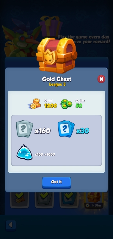 An image showing a daily reward chest in Rush Royale