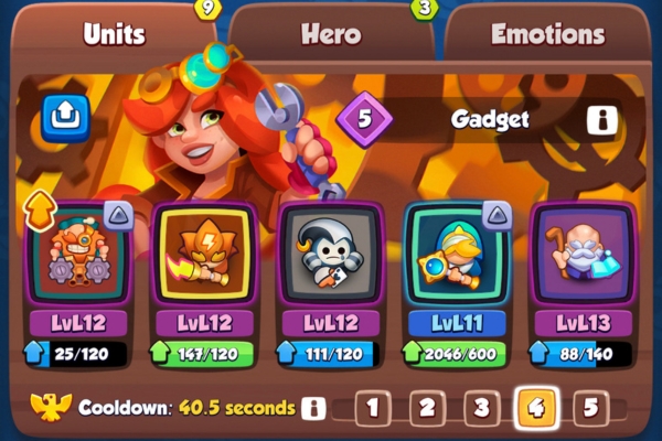 An image showing a Engineer Thunderer deck in Rush Royale