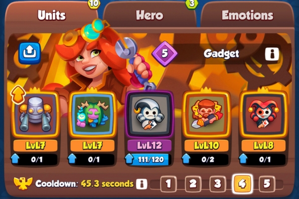 An image showing a Robot Summoner deck in Rush Royale