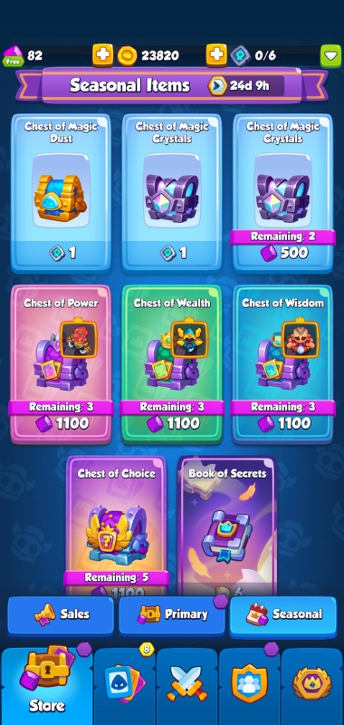 An image showing seasonal items in Rush Royale