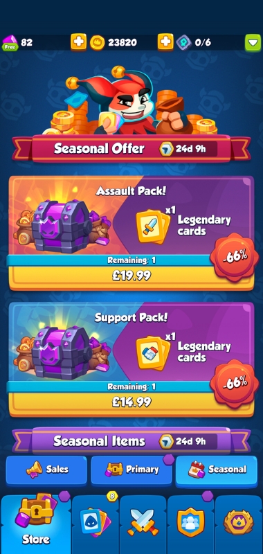 An image showing seasonal offers in Rush Royale