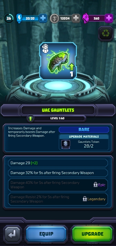 An image showing the UAC Gauntlets in Mighty Doom