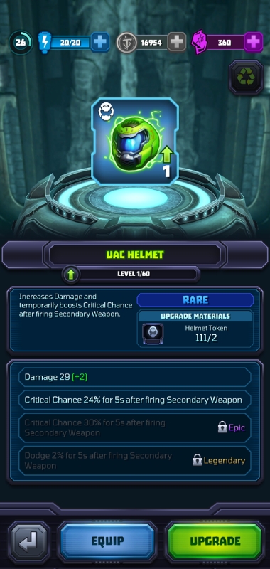 An image showing the UAC Helmet in Mighty Doom