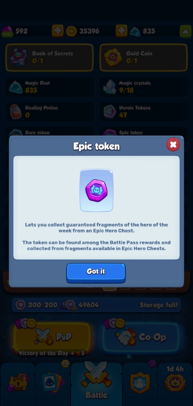 An image showing an Epic Token in Rush Royale