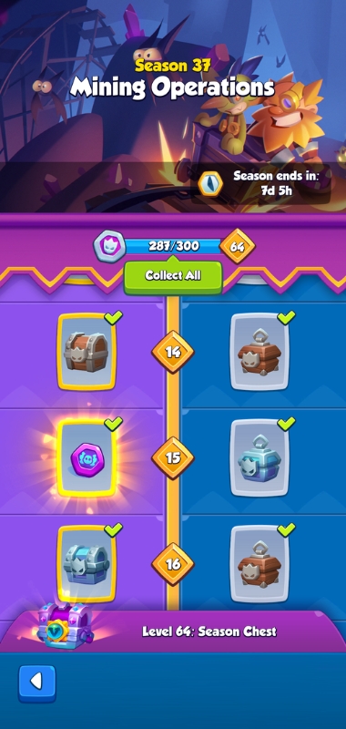 An image showing an Epic Token in the season pass rewards on Rush Royale