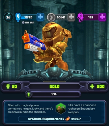 An image showing the Gold slayer in Mighty Doom