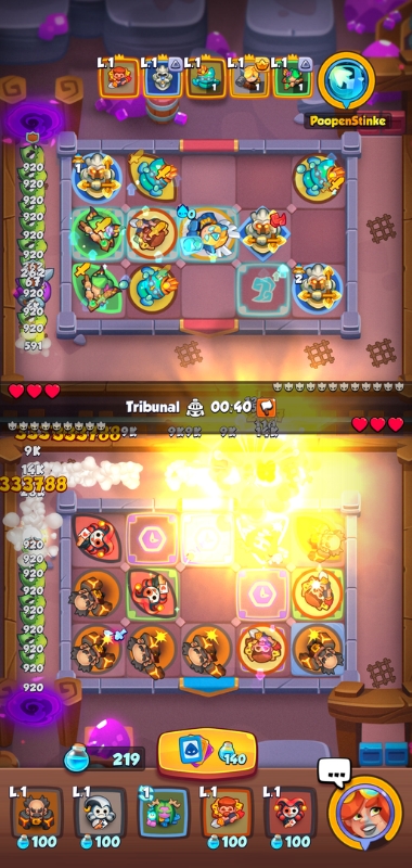 An image showing a Meteor unit being merged in Rush Royale