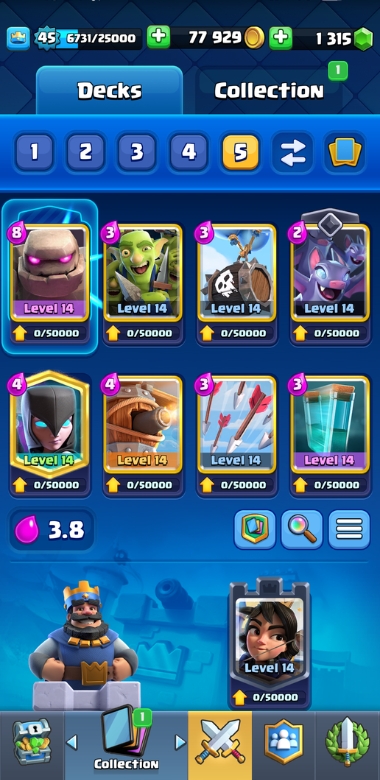 An image showing an example of a 2v2 deck in Clash Royale