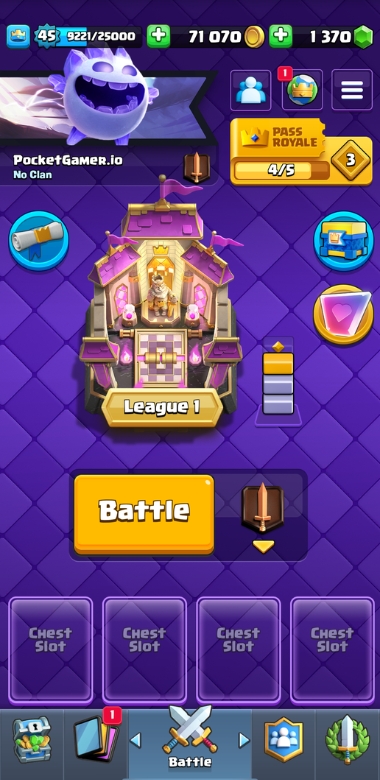 An image showing the main lobby in Clash Royale.